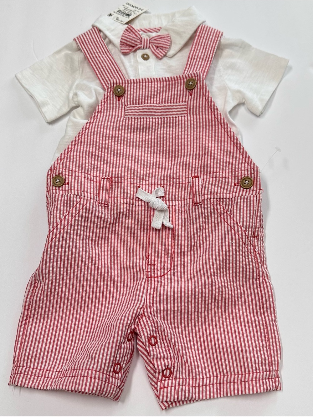 First Impressions Red Seersucker Short Shirt Set Infant Boys Size 3-6 Months NWT